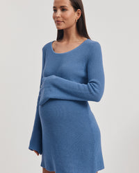 Maternity Crochet Mini Dress (Blue) 1