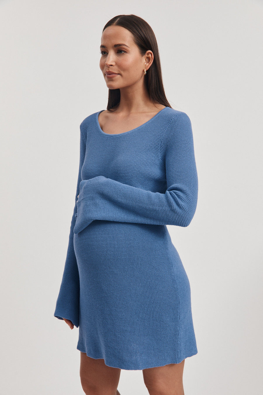 Maternity Crochet Mini Dress (Blue) 1