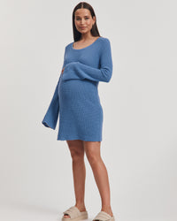 Maternity Crochet Mini Dress (Blue) 3