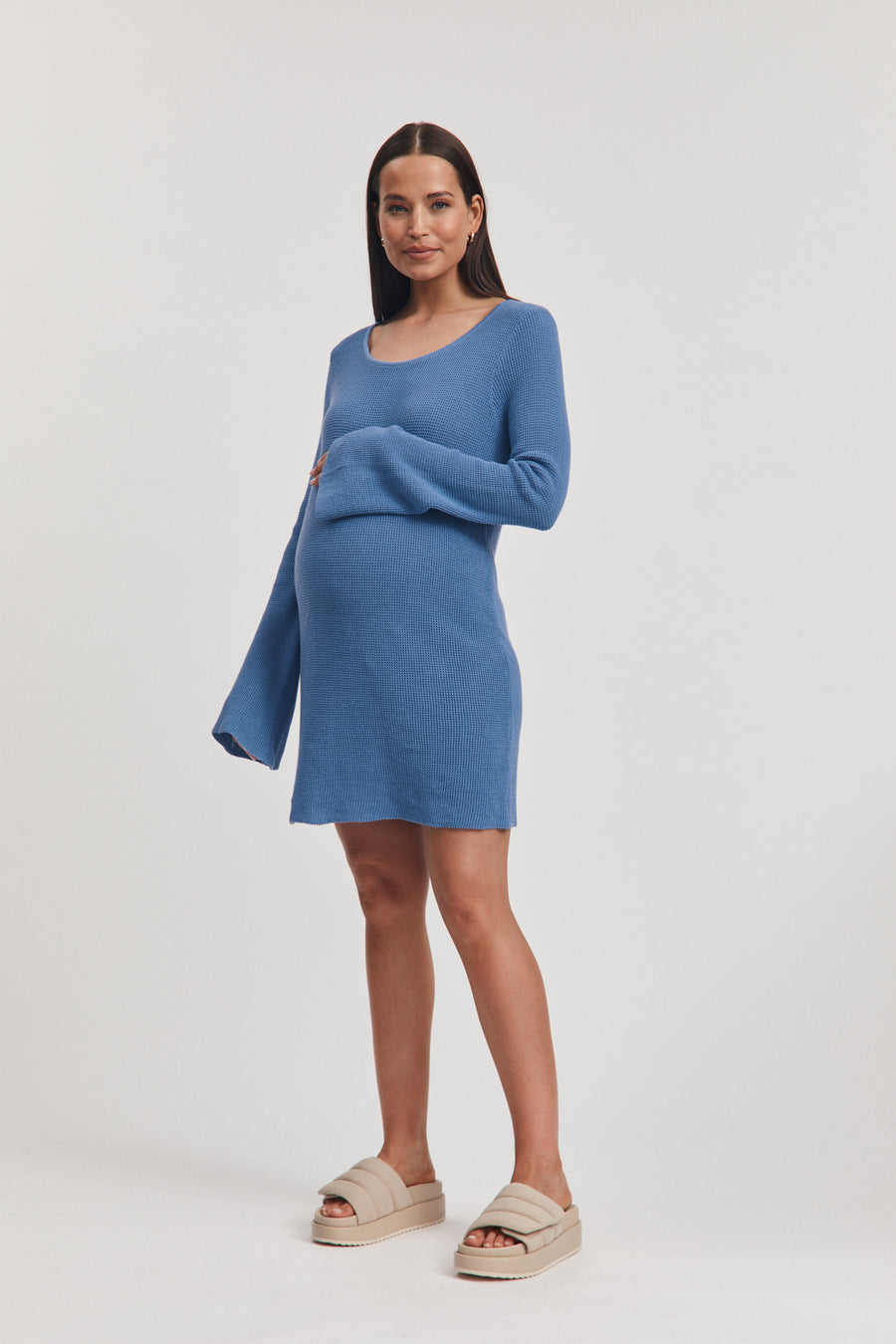 Maternity Crochet Mini Dress (Blue) 3