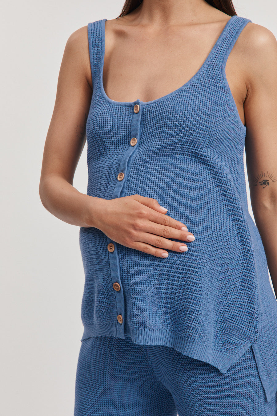 Maternity Crochet Tank (Blue) 4