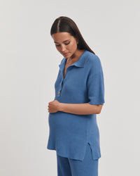 Maternity Crochet Tee (Blue) 5