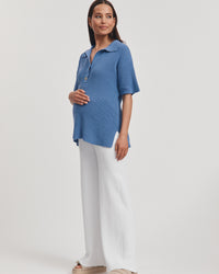 Maternity Crochet Tee (Blue) 6