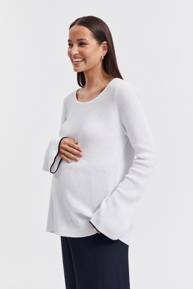 Maternity Crochet Top (White) 2