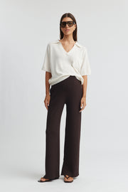 Maternity Cropped Polo Knit (Ivory) 1