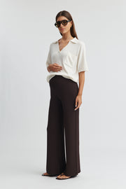 Maternity Cropped Polo Knit (Ivory) 4