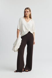 Maternity Cropped Polo Knit (Ivory) 6