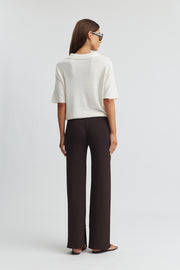 Maternity Cropped Polo Knit (Ivory) 8