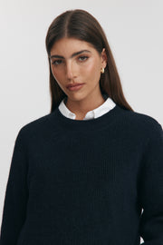 Maternity Fluffy Knit Crop Jumper (Navy) 1