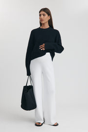 Maternity Fluffy Knit Crop Jumper (Navy) 14