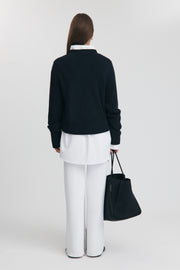 Maternity Fluffy Knit Crop Jumper (Navy) 15