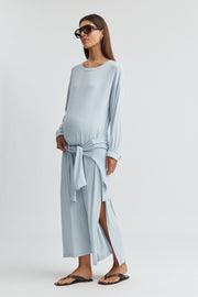 Maternity Jersey Long Sleeve Maxi Dress (Saint Blue) 1