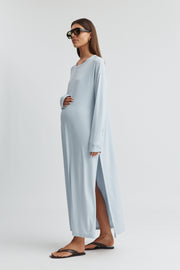 Maternity Jersey Long Sleeve Maxi Dress (Saint Blue) 4