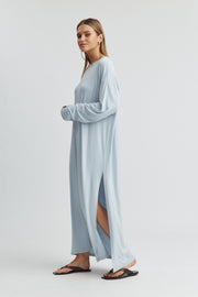 Maternity Jersey Long Sleeve Maxi Dress (Saint Blue) 6