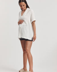 Maternity Knit Bike Shorts (Chocolate Stripe) 2