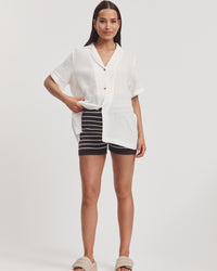 Maternity Knit Bike Shorts (Chocolate Stripe) 4