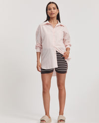 Maternity Knit Bike Shorts (Chocolate Stripe) 6