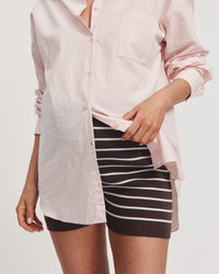Maternity Knit Bike Shorts (Chocolate Stripe) 7