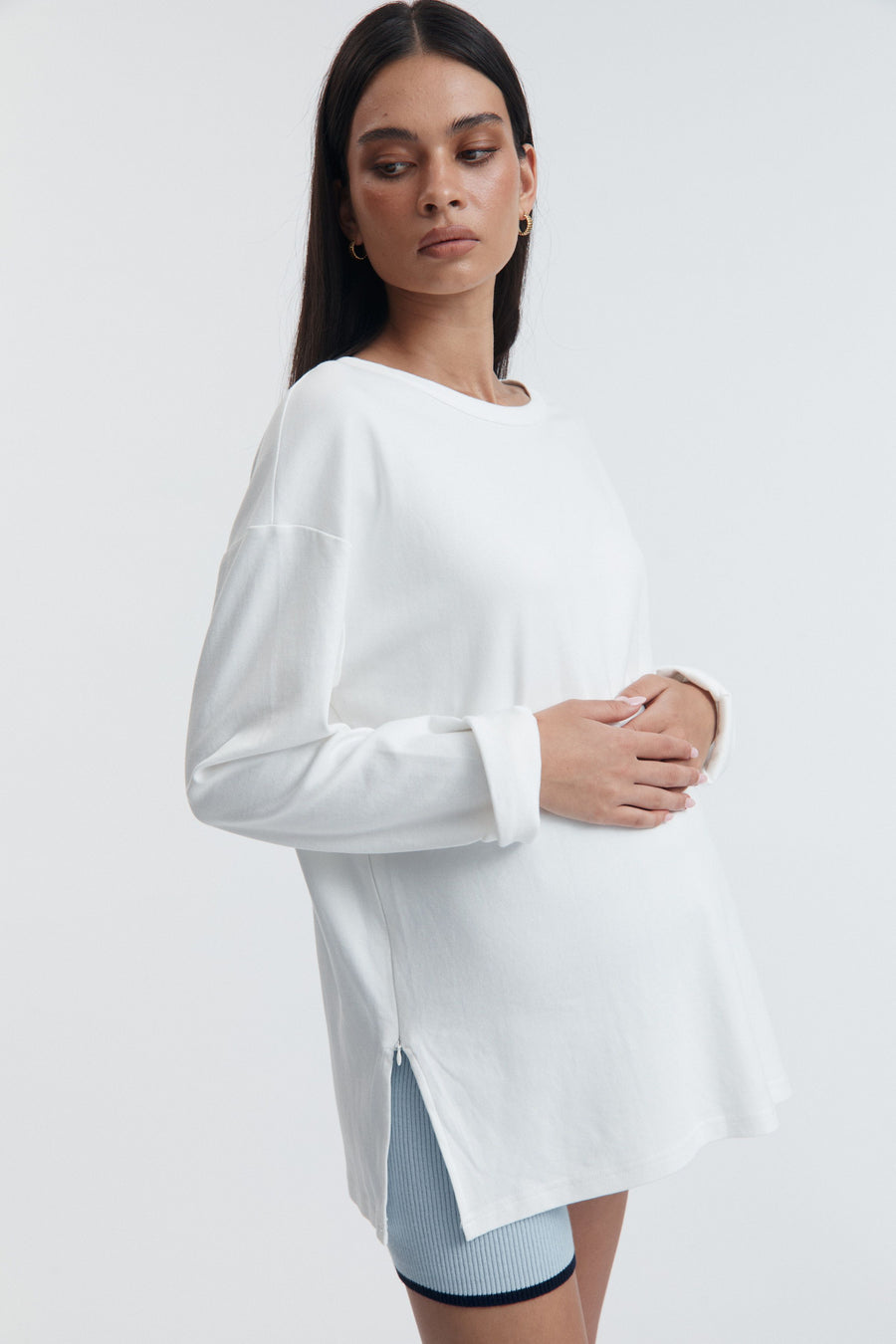 Maternity Knit Bike Shorts (Powder) 9