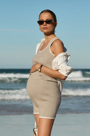 Maternity Knit Bike Shorts (Taupe) 11