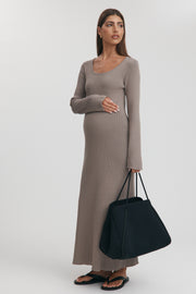 Maternity Knit Dress (Mocha) 1
