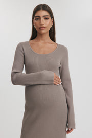 Maternity Knit Dress (Mocha) 5