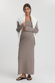 Maternity Knit Dress (Mocha) 6
