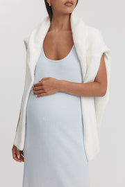 Maternity Knit Midi Dress (Powder & Off White) 11