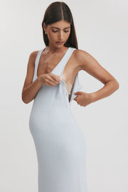 Maternity Knit Midi Dress (Powder & Off White) 12