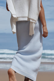 Maternity Knit Midi Dress (Powder & Off White) 3