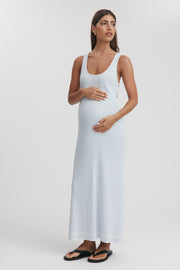 Maternity Knit Midi Dress (Powder & Off White) 5