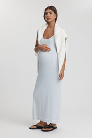 Maternity Knit Midi Dress (Powder & Off White) 7