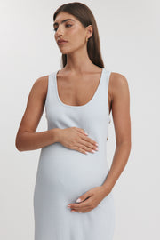Maternity Knit Midi Dress (Powder & Off White) 9