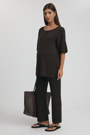 Maternity Knit Pants (Chocolate) 4