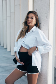 Maternity Knit Shorts (Espresso & Ivory) 6