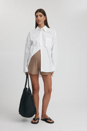 Maternity Knit Shorts (Tan) 4