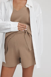 Maternity Knit Shorts (Tan) 7