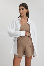 Maternity Knit Shorts (Tan) 9