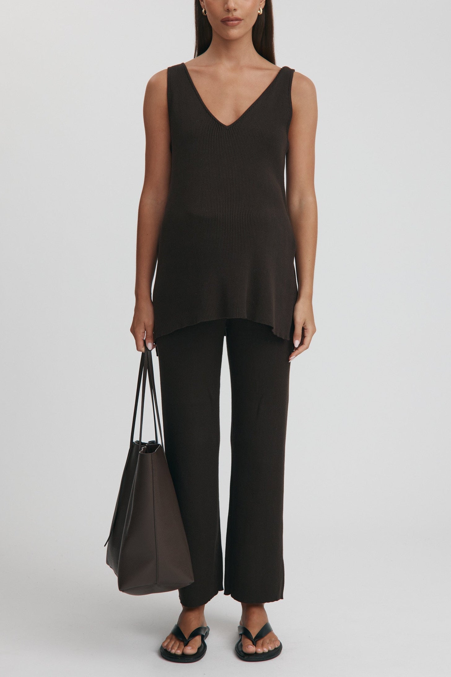 Maternity Knit Tank Top (Chocolate) | Legoe Heritage – LÉGOE HERITAGE