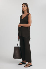 Maternity Knit Tank Top Chocolate 3