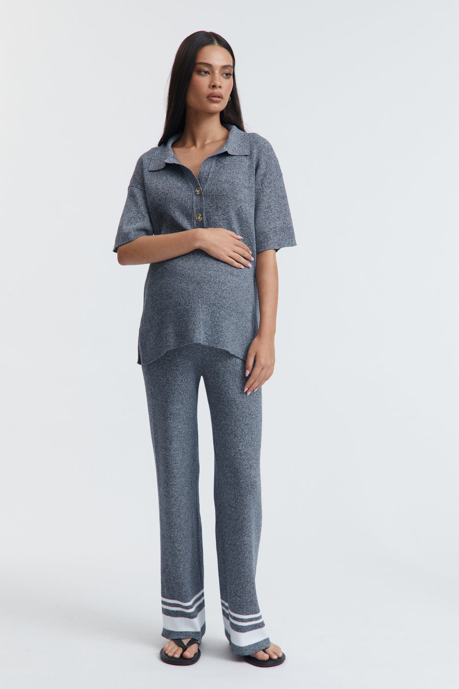 Maternity Knit Tee (Slate) 1