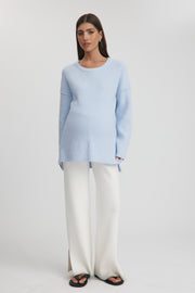 Maternity Knit Top (Cornflower) 9
