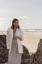 Maternity Linen Blazer (Ivory) 2