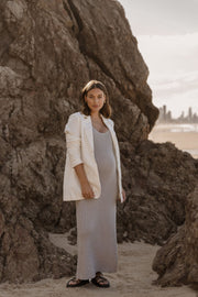 Maternity Linen Blazer (Ivory) 6