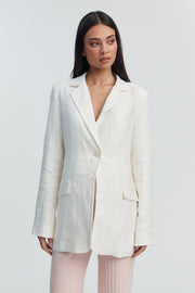 Maternity Linen Blazer (Ivory) 7