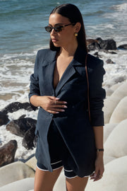 Maternity Linen Blazer (Navy) 14