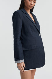 Maternity Linen Blazer (Navy) 3