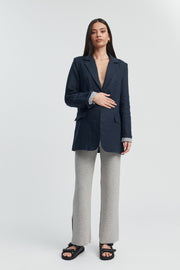 Maternity Linen Blazer (Navy) 4