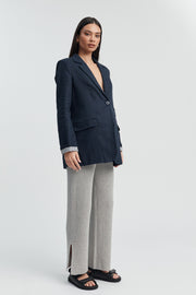 Maternity Linen Blazer (Navy) 5