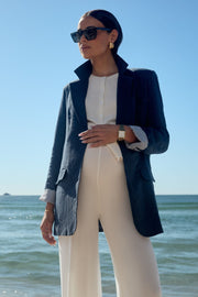 Maternity Linen Blazer (Navy) 7